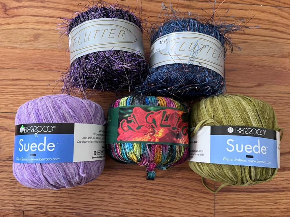 Discontinued Yarn Bundle | Berroco Suede, Knitting Fever Flutter & Giglio Lot